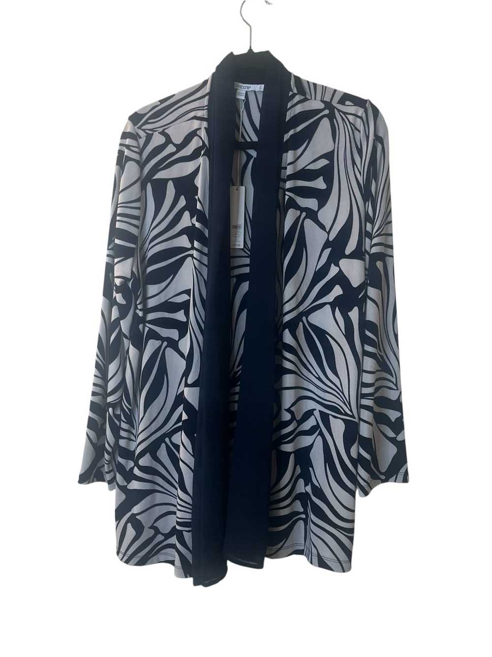 Chico's Zebra-Print Lily Chiffon Open Cardigan Jacket Sz L